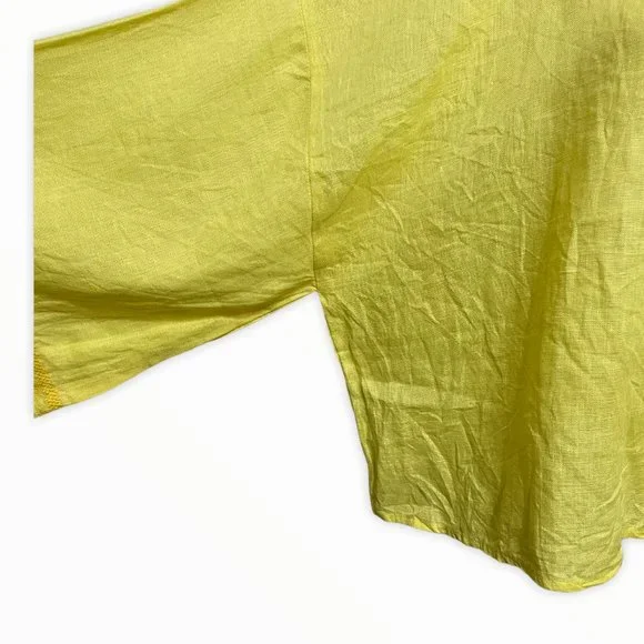 Seafolly Large Bright Folk Lime Light Long Sleeve Boat Neck Linen Crop Top NWT - Picture 11 of 11